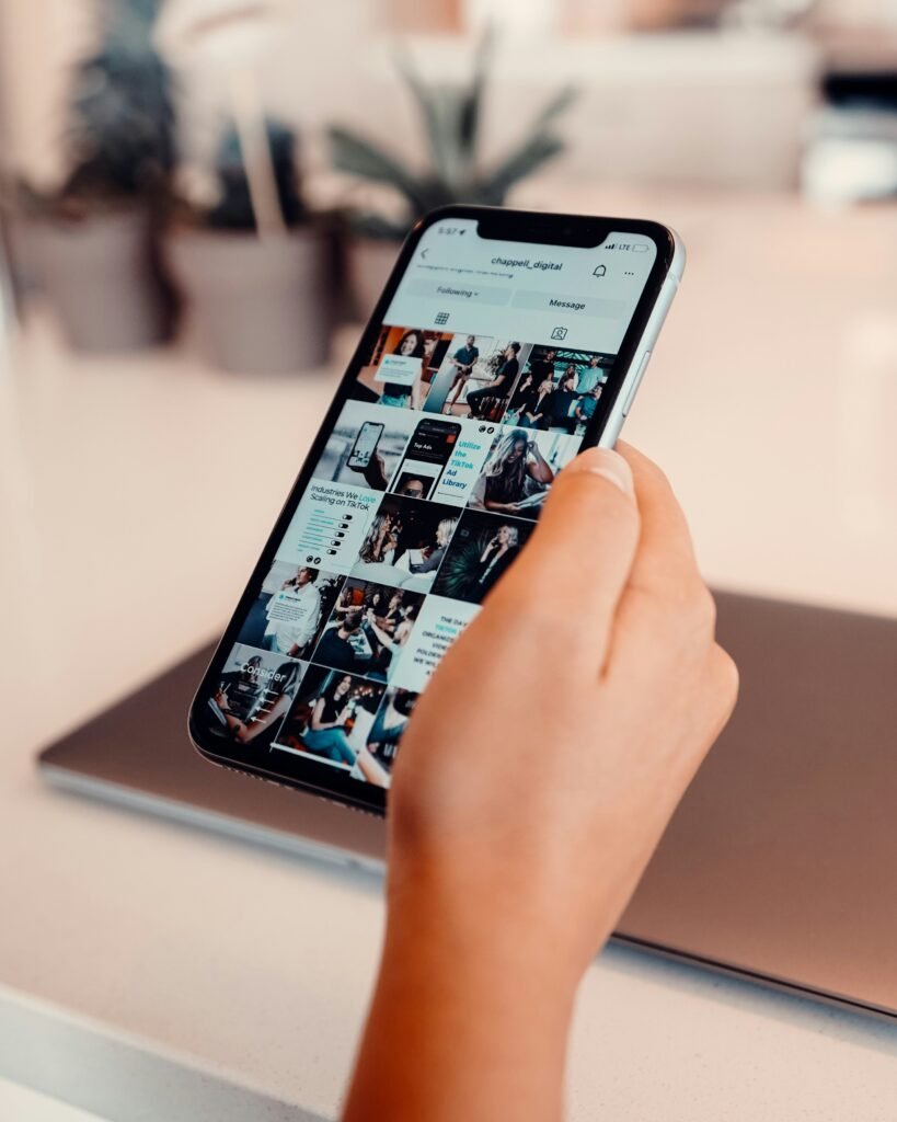 Social media feed on cell phone